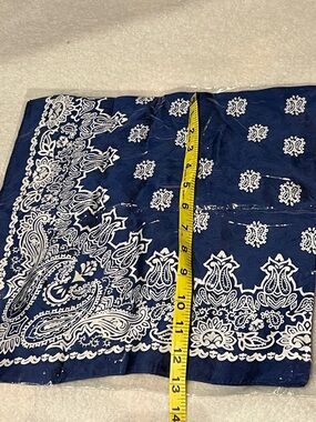 Navy Blue Paisley bandana style scarf, silky 100% polyester new